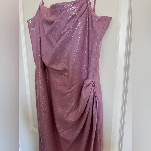 HALSTON Alania Ruched A-Line Sequined Gown Size 14 NWT